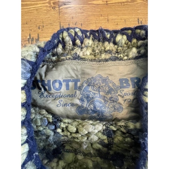 Schott Bros. Men's Size L Hand Crafted Green Wool Blend Ribbed Pullover Sweater - Picture 6 of 7